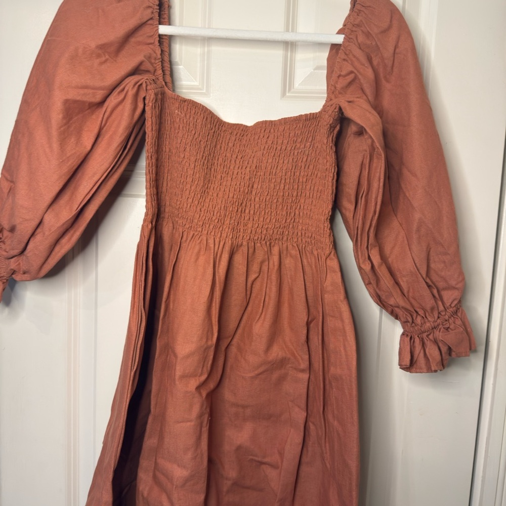 Smocked Linen Dress